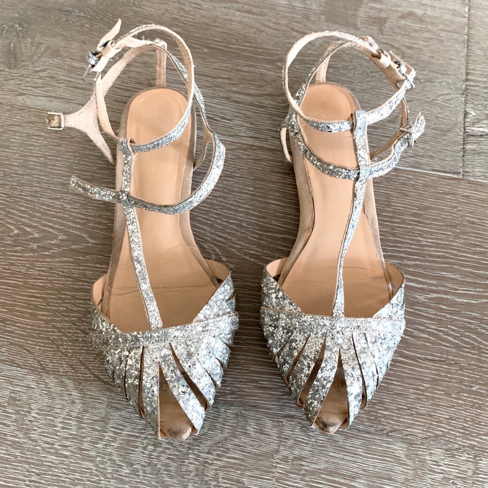 RARE Zara Glitter Vamp Flats 38/7.5